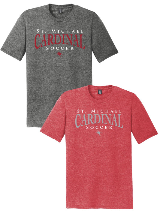 Soccer25 - Heather Gray or Red Frost short sleeve, triblend poly/cotton fan shirt