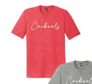 2024 - Tee - Women's Crewneck with Curly Cardinals script